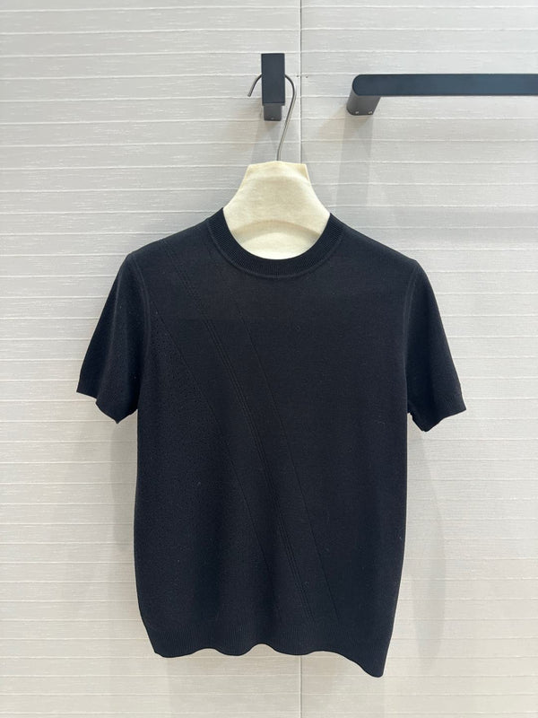 Maglia a maniche corte in maglia cava Hm 25, cotone Tencel nero
