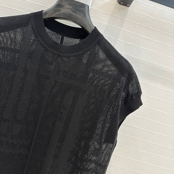 Hm 25 Short-sleeved Sweater Black Mesh Polyester