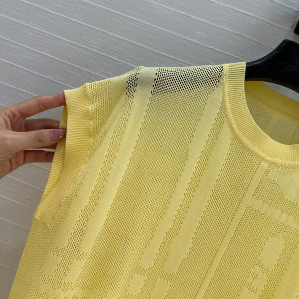 Hm 25 Short-sleeved Sweater Yellow Mesh Polyester