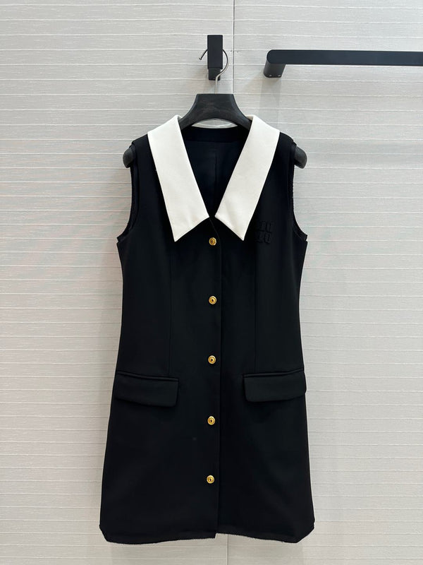 Miu Miu Sleveeless Dress Black Polyester Fiber