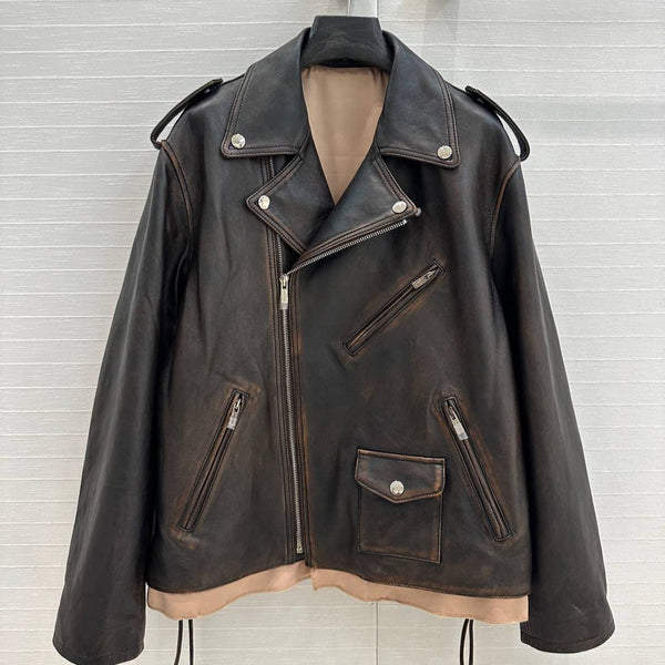 Miu Miu 25 Jacket Black Brown Sheepskin