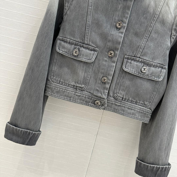 Giacca in denim CC in cotone grigio