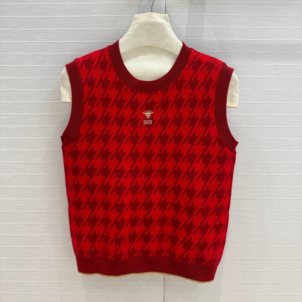 CD 25 Knitted Vest Top Red Wool Cashmere