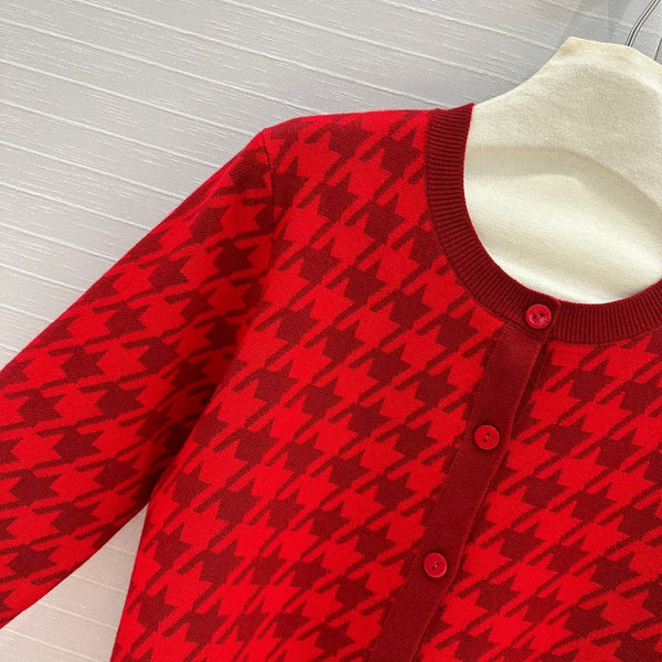 CD 25 Knitted Cardigan Red Wool Cashmere