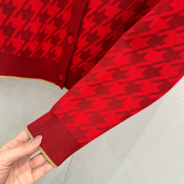 CD 25 Knitted Cardigan Red Wool Cashmere