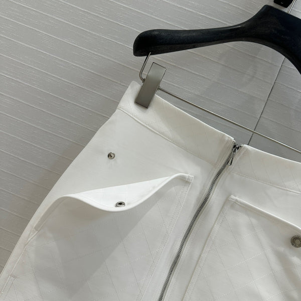 Hm 25 Zippered Skirt White Cotton