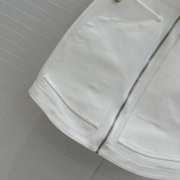 Hm 25 Zippered Skirt White Cotton
