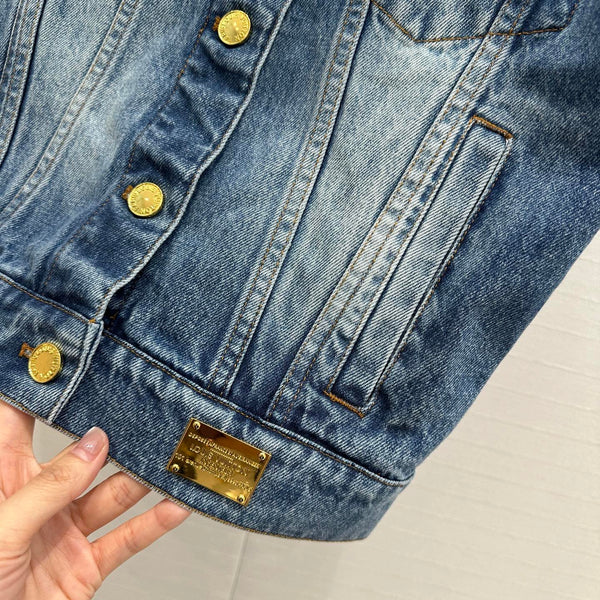 LV 25 Denim Vest Jacket Blue Cotton