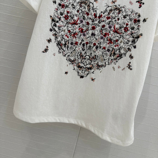 Maglietta CD Heart in cotone e poliestere bianca