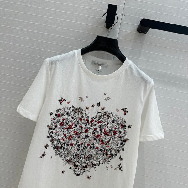 Maglietta CD Heart in cotone e poliestere bianca