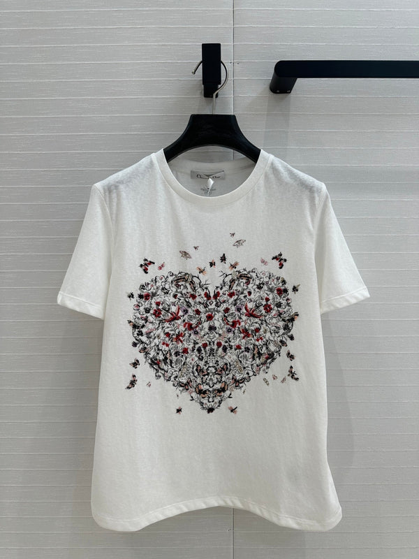 Maglietta CD Heart in cotone e poliestere bianca