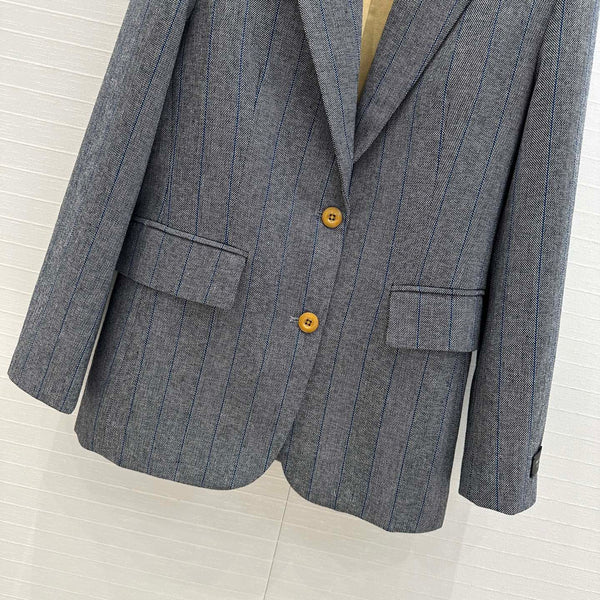 Prada 25 Striped Vest Suit Gray Wool Polyester