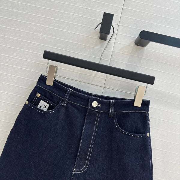 Fendi 25 Denim Short Dark Blue Cotton