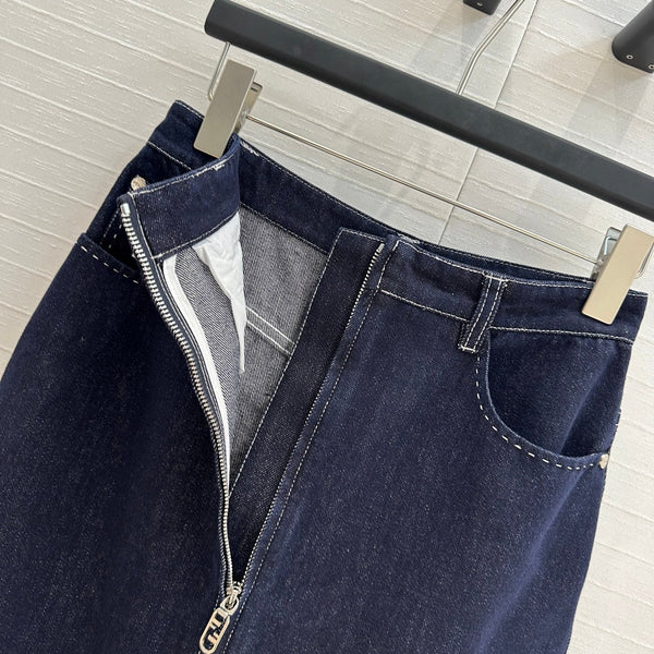 Fendi 25 Denim Skirt Dark Blue Cotton