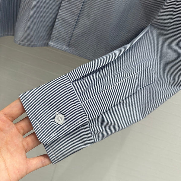 Celine 25 Striped Short Shirt Blue Cotton