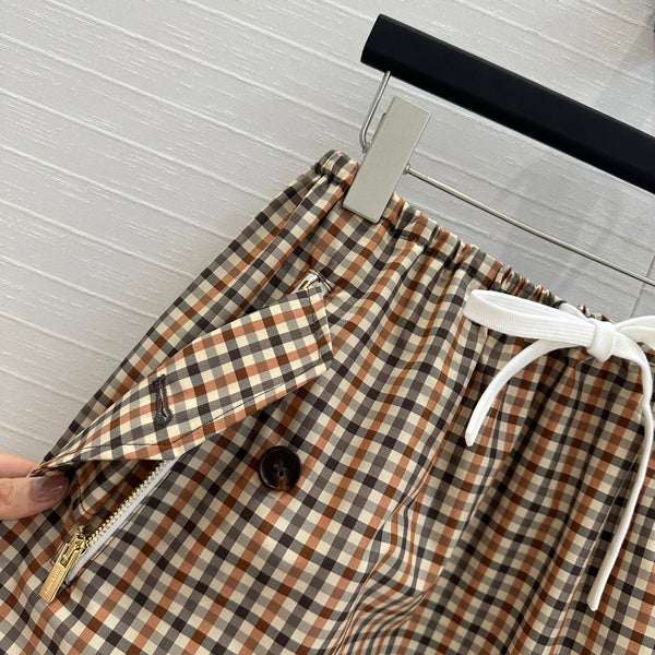 Miu Miu Puffy Mini Skirt Beige Marrone Poliestere