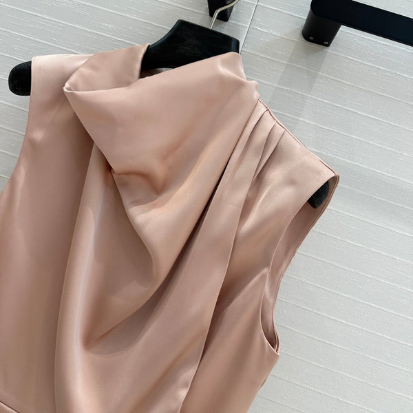 Fendi Long Ribbon Drape Waisted Top Pink Polyester