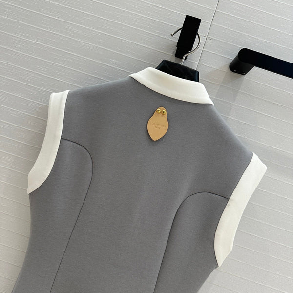 LV 25 Princess Seams Dress Grey Polyester Cotton