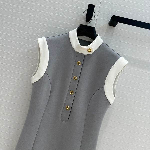 LV 25 Princess Seams Dress Grey Polyester Cotton