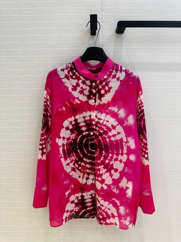 CD 25 Maglietta a maniche lunghe con motivo color dopamina in cotone rosa