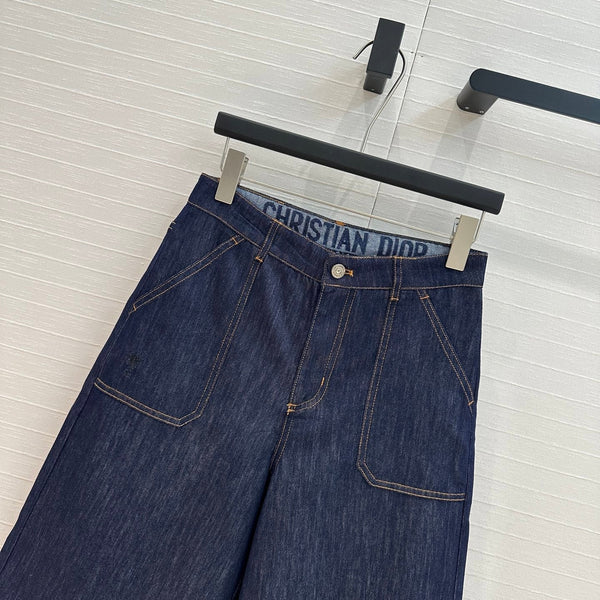 CD 25 Straight-leg Half-length Pants Blue Cotton
