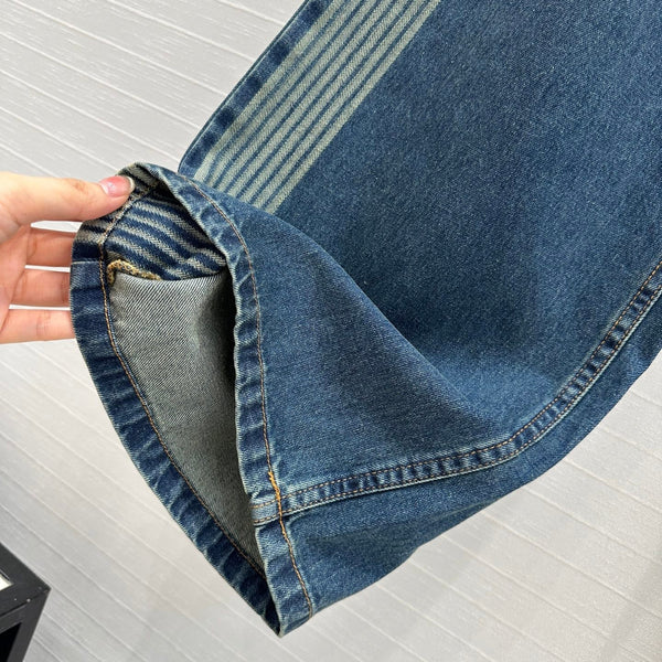 Jeans dritti a righe CD in cotone blu