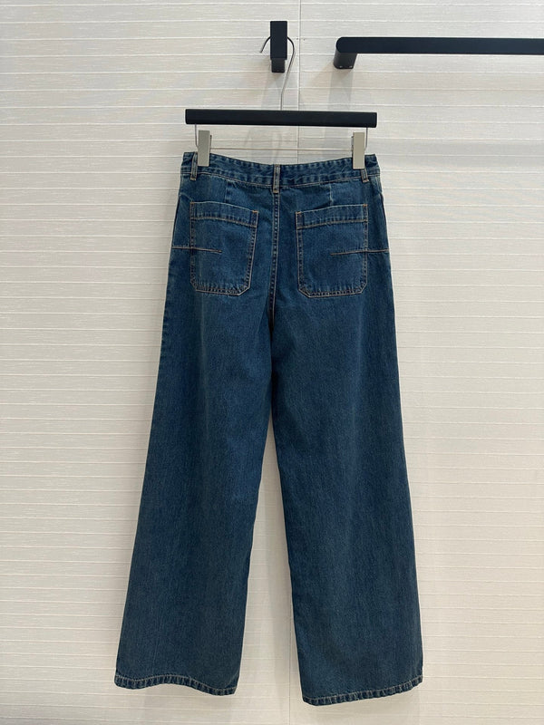 Jeans dritti a righe CD in cotone blu