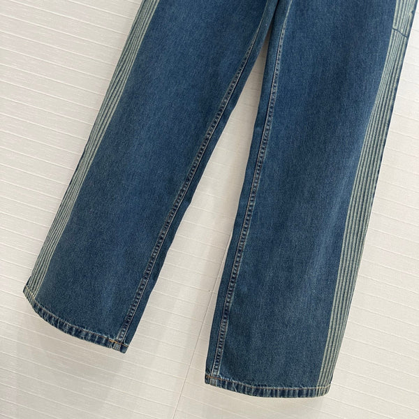 Jeans dritti a righe CD in cotone blu