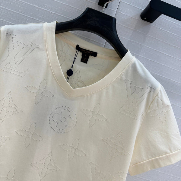 LV Classic V-neck T-Shirt White Cotton