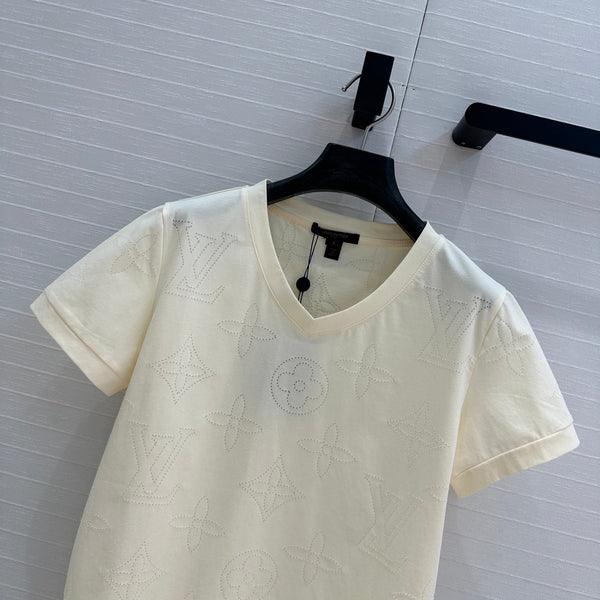 LV Classic V-neck T-Shirt White Cotton