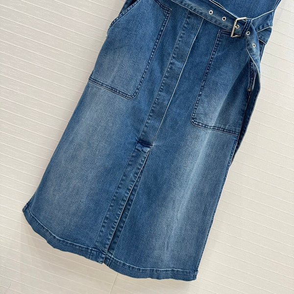 CD 25 Suspender Tube Top Denim Skirt Blue Cotton