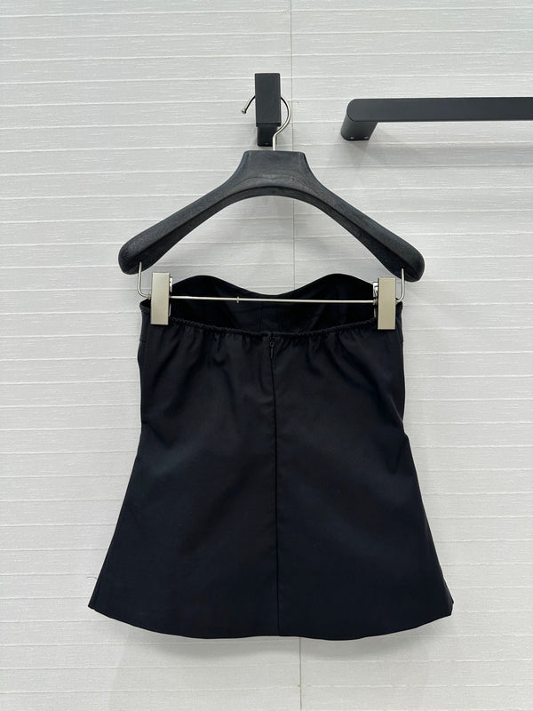 Prada 25 Cat Ear Tube Top Vest Black Cotton