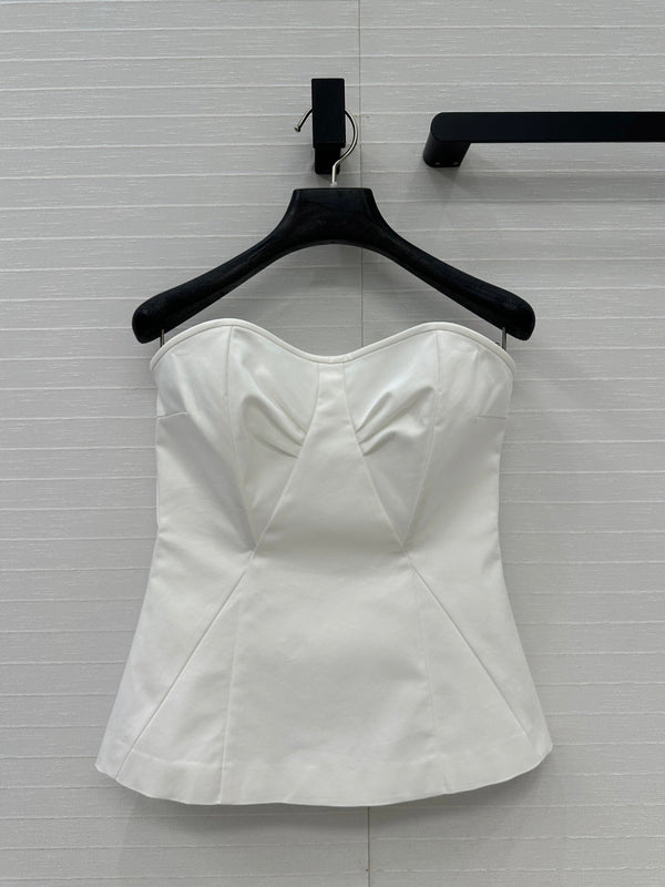 Prada 25 Cat Ear Tube Top Vest White Cotton