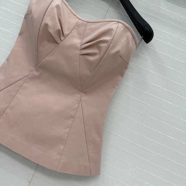 Prada 25 Cat Ear Tube Top Vest Pink Cotton