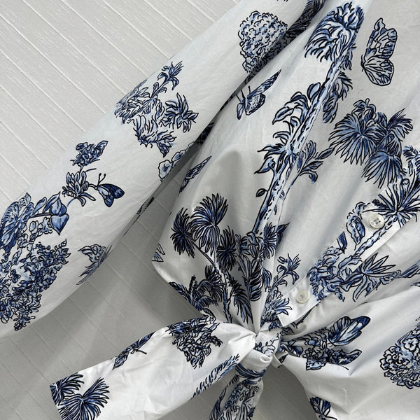 CD 25 Bow Tie Shirt Blue White Cotton