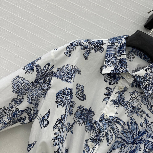 CD 25 Bow Tie Shirt Blue White Cotton