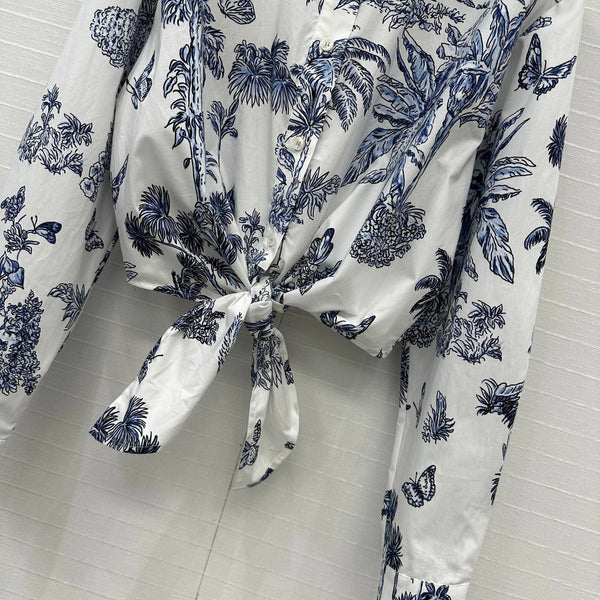 CD 25 Bow Tie Shirt Blue White Cotton