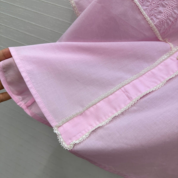 Prada 25 Lace Short-sleeved Shirt Pink Cotton