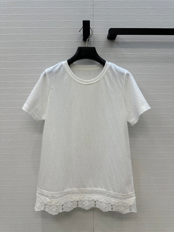 Zimmermann 25 Lace Short-sleeved T-shirt White Cotton 240