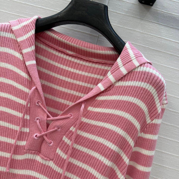 CD Navy Style Collared Sweater Pink Wool