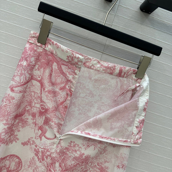 CD 25 Sauvage Jouy Button-down Dress Pink White Cotton