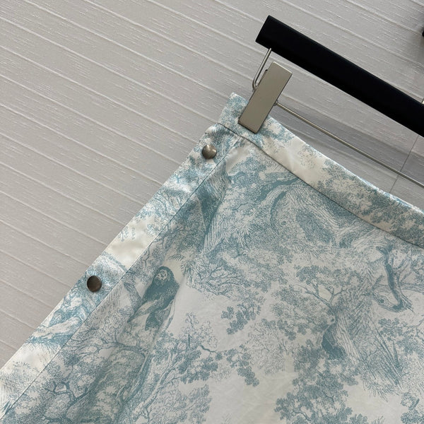 CD 25 Sauvage Jouy Button-down Dress Blue White Cotton