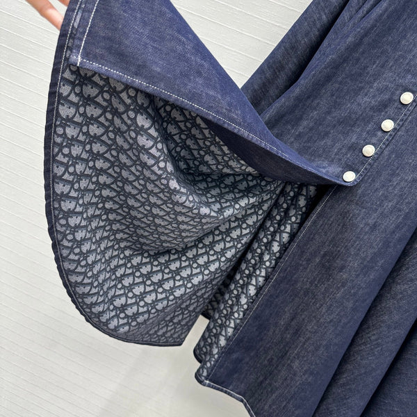 CD 25 Denim Long Skirt Blue Cotton