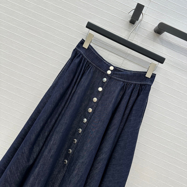 CD 25 Denim Long Skirt Blue Cotton