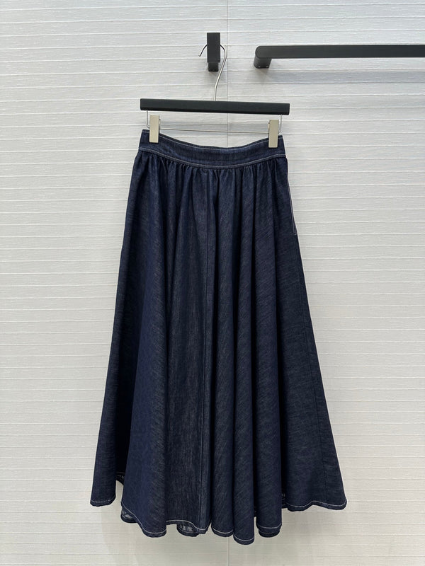 CD 25 Denim Long Skirt Blue Cotton
