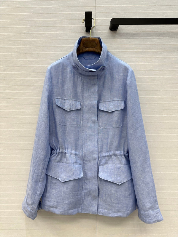 LP 25 Stand-up Collar Jacket Blue Linen 272165