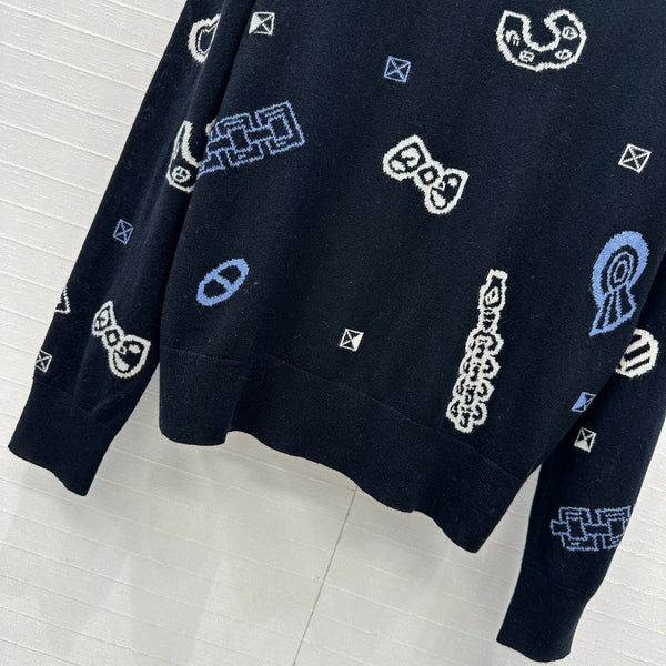 HM 25 Sweater Black Pattern Cashmere 02668