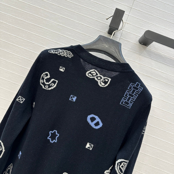 HM 25 Sweater Black Pattern Cashmere 02668