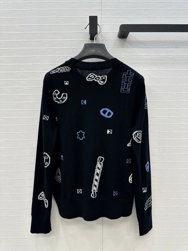 HM 25 Sweater Black Pattern Cashmere 02668
