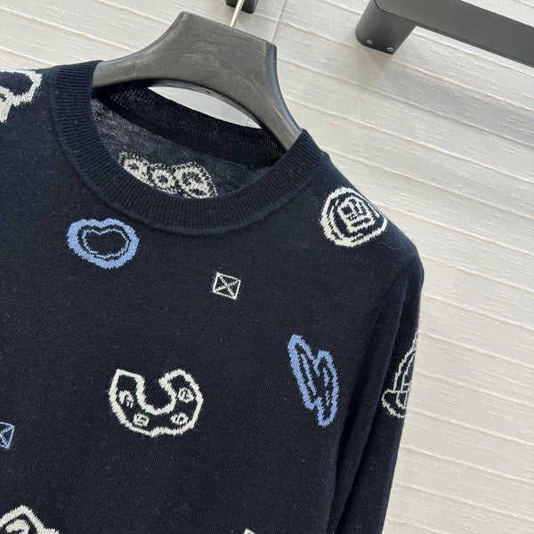 HM 25 Sweater Black Pattern Cashmere 02668